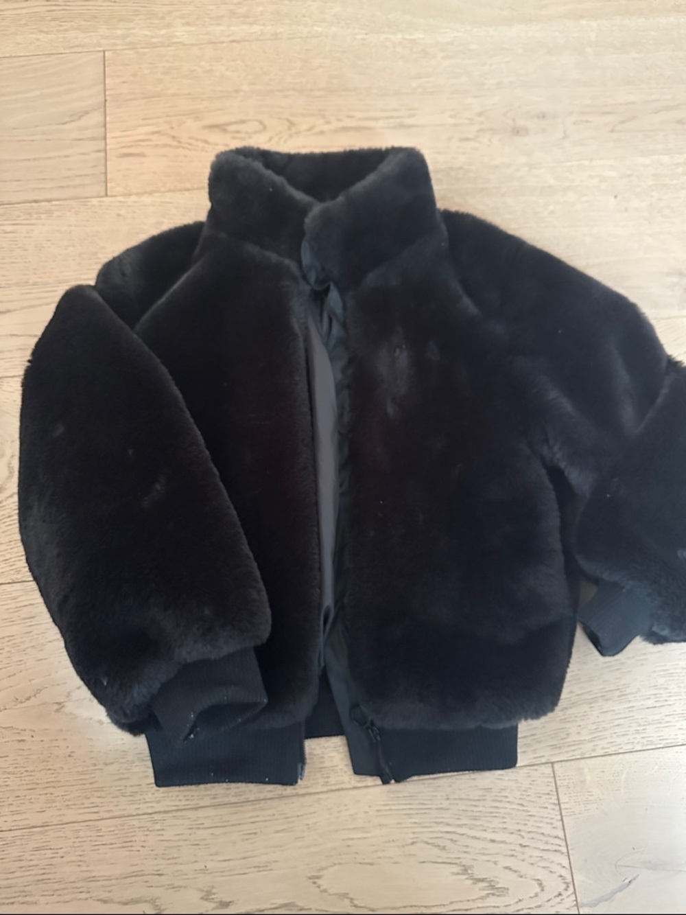 Girls 9/10 Black Faux Fur Bomber Jacket